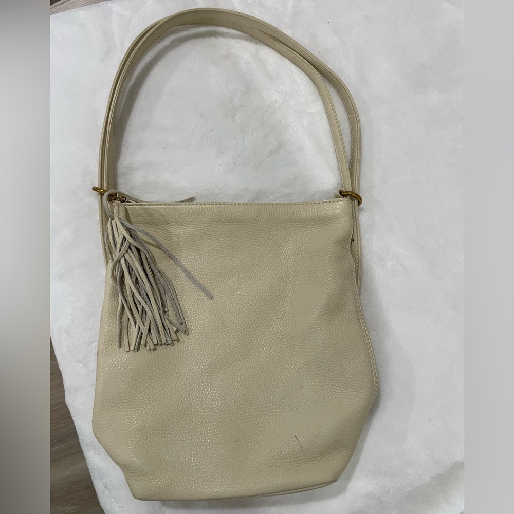 HOBO Cream Leather Hobo Backpack with Tassel - Picture 6 of 12